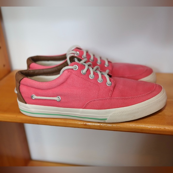 Polo Ralph Lauren Men's Salmon Sneakers Faded Canvas Leather | 9D - Picture 9 of 14